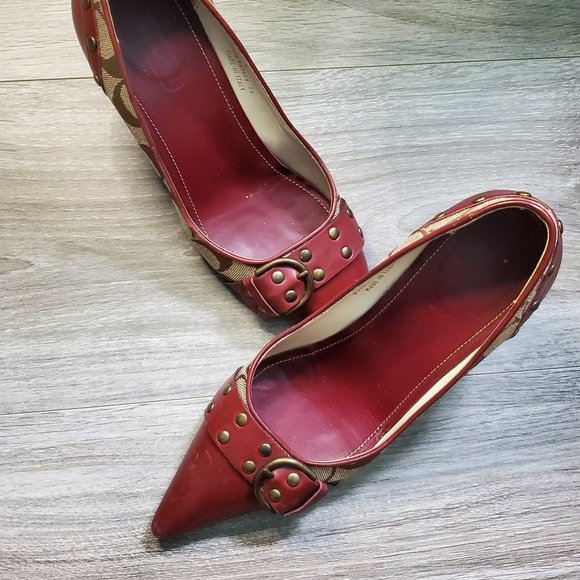 Coach Signature Monogram Canvas P556 Tierney Pump - Picture 2 of 8